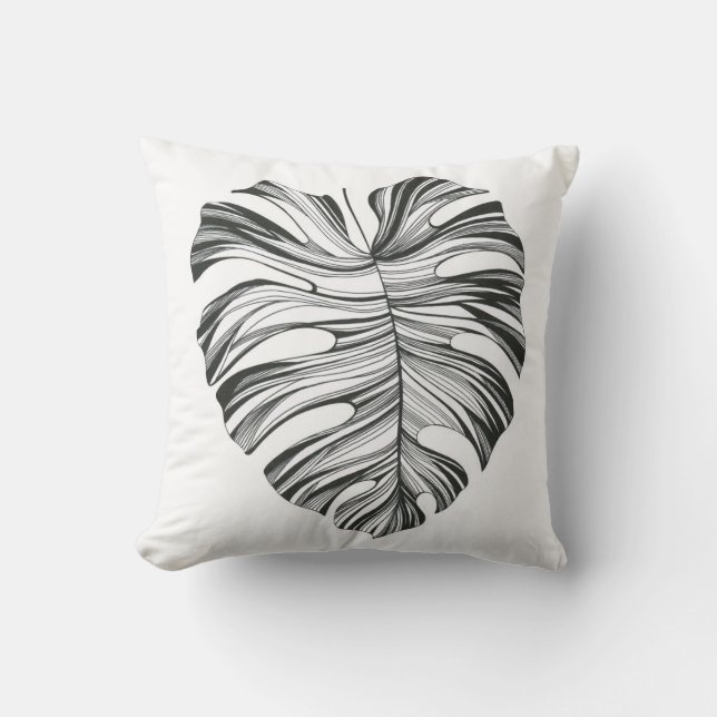 Monstera Leaf: Tropical Natural Element. Cushion (Front)