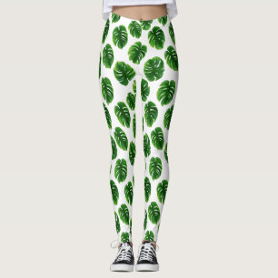 Monstera Leaf Tropical Pattern Leggings