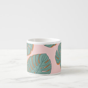 Monstera Leaf: Tropical Vintage Pattern Espresso Cup