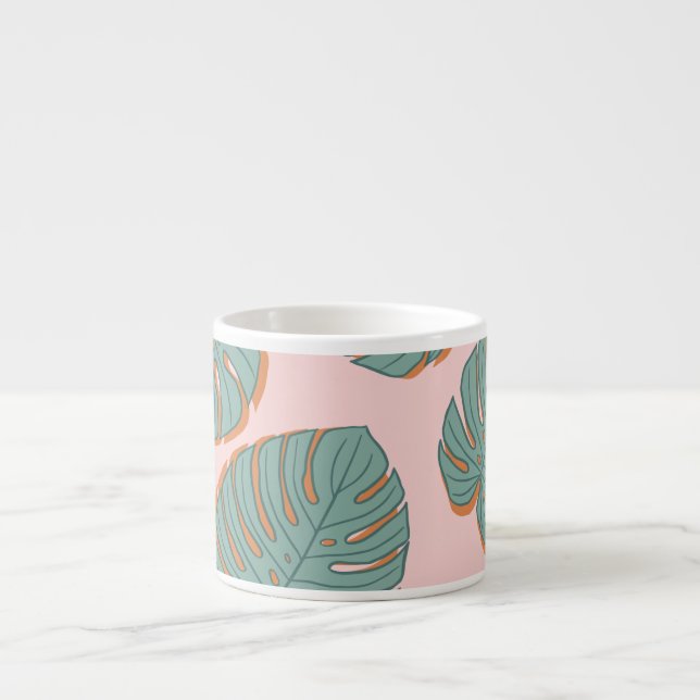 Monstera Leaf: Tropical Vintage Pattern Espresso Cup (Front)