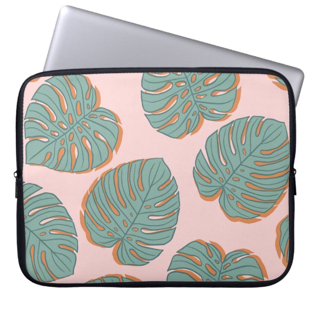 Monstera Leaf: Tropical Vintage Pattern Laptop Sleeve (Front)