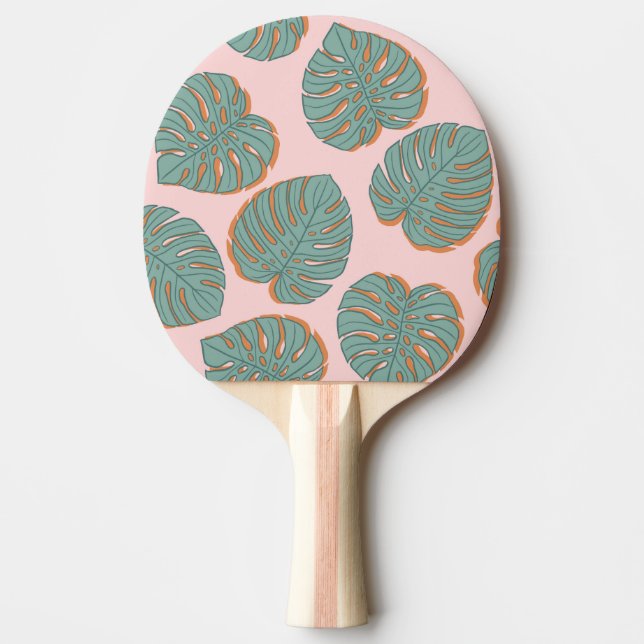 Monstera Leaf: Tropical Vintage Pattern Ping Pong Paddle (Front)