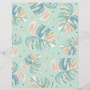 Monstera Leaf - Turquoise, Green, Scrapbook Paper