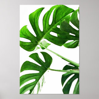 Monstera leaf watercolor painting #5 poster
