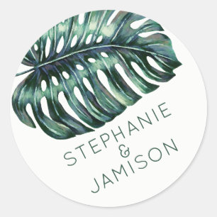 Monstera Leaf Wedding Favour Label