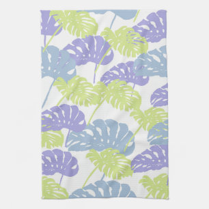 Monstera Leafs in Pastels Kitchen Tea Towel