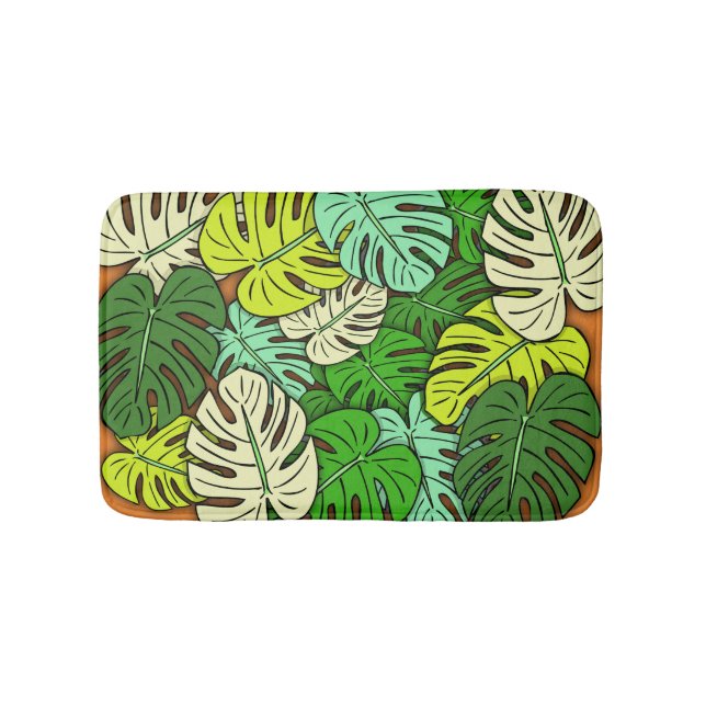 Monstera Leaves #3 Bath Mat (Front)