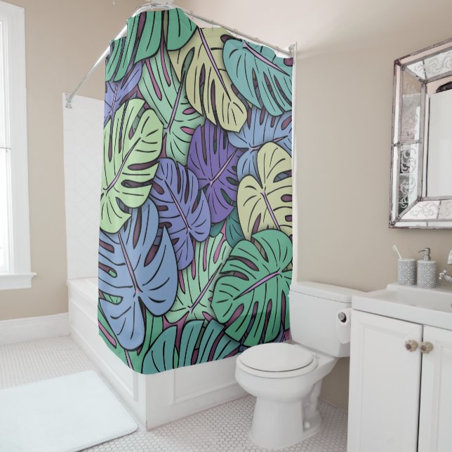 Monstera Leaves #6 Shower Curtain (In Situ)