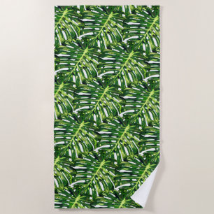Monstera Leaves Beach Towel Green Nature