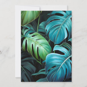 Monstera Leaves Botanical Tropical Jungle Foliage Announcement