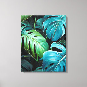 Monstera Leaves Botanical Tropical Jungle Foliage Canvas Print