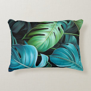 Monstera Leaves Botanical Tropical Jungle Foliage  Decorative Cushion