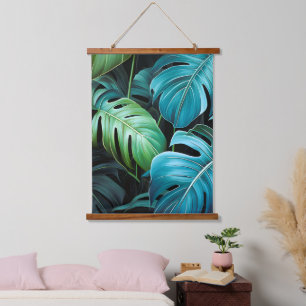 Monstera Leaves Botanical Tropical Jungle Foliage  Hanging Tapestry