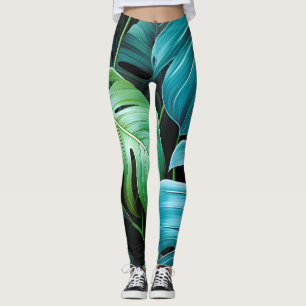 Monstera Leaves Botanical Tropical Jungle Foliage  Leggings