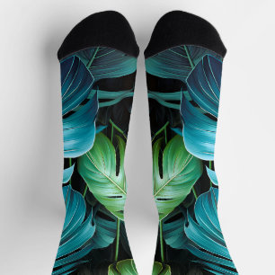 Monstera Leaves Botanical Tropical Jungle Foliage Socks