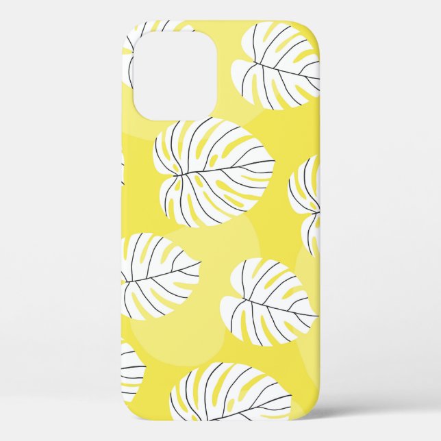 Monstera leaves, bright yellow background. Case-Mate iPhone case (Back)
