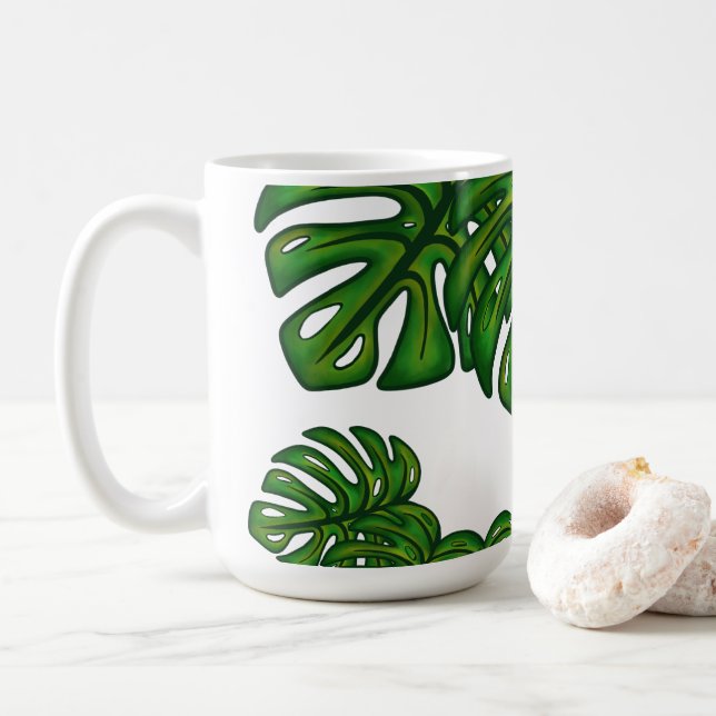 Monstera Leaves Coffee Mug (With Donut)
