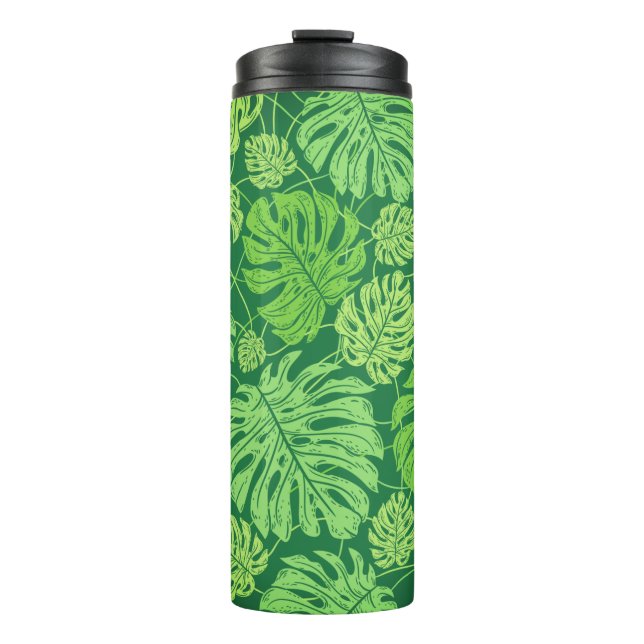 Monstera leaves floral pattern   thermal tumbler (Front)