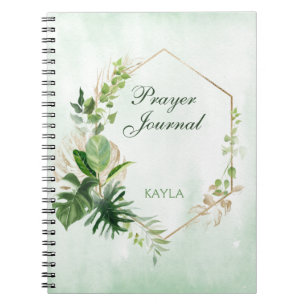 Monstera Leaves Gold Frame Name Prayer Journal