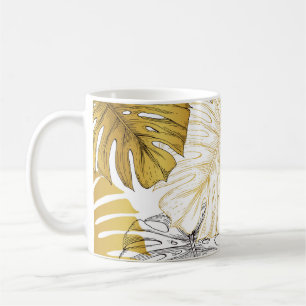 Monstera Leaves: Golden White Coffee Mug