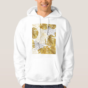 Monstera Leaves: Golden White Hoodie