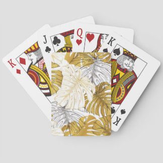 Monstera Leaves: Golden White Playing Cards