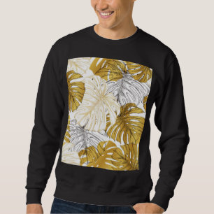 Monstera Leaves: Golden White Sweatshirt