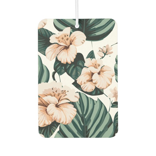 Monstera leaves hibiscus car air freshener (Front)
