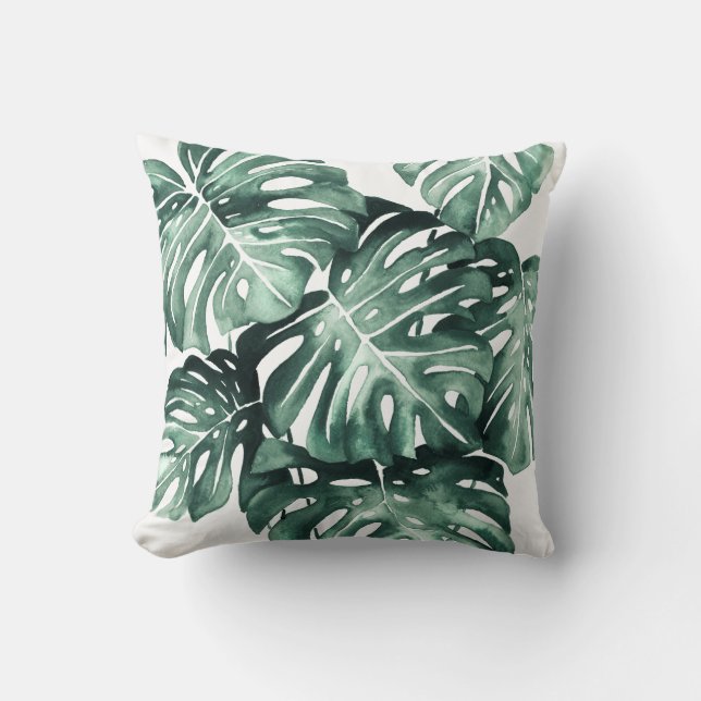 Monstera Leaves Illustration Cushion (Front)