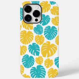 Monstera Leaves in Turquoise, Yellow, and White Case-Mate iPhone 14 Pro Max Case