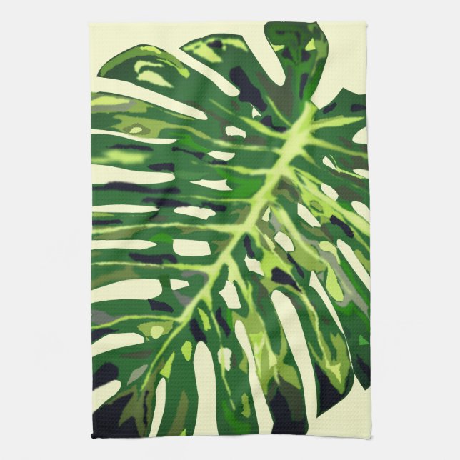 Monstera Leaves Kitchen Towel (Vertical)