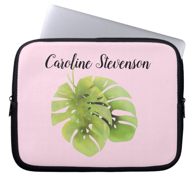 Monstera leaves laptop sleeve (Front)