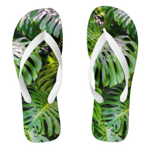 Monstera Leaves, Limahuli Gardens, Kauai, Hawaii Flip Flops
