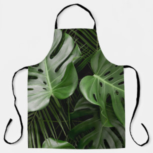 Monstera leaves, luxury tropical layout. apron