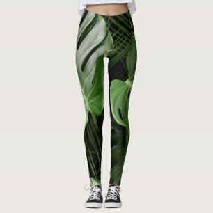 Monstera leaves, luxury tropical layout. leggings
