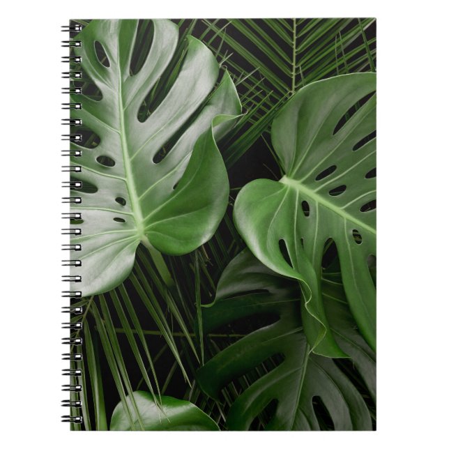 Monstera leaves, luxury tropical layout. notebook (Front)
