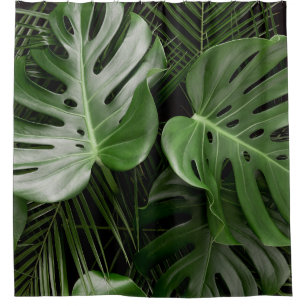 Monstera leaves, luxury tropical layout. shower curtain