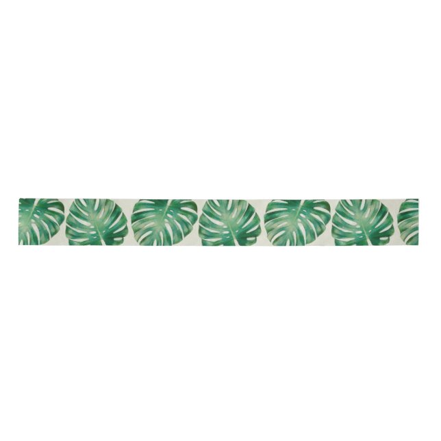 Monstera leaves satin ribbon (Front)