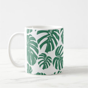 Monstera leaves seamless, decorative pattern. coffee mug