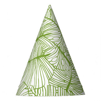 Monstera leaves, seamless floral design. party hat