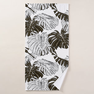 Monstera leaves seamless pattern bath towel