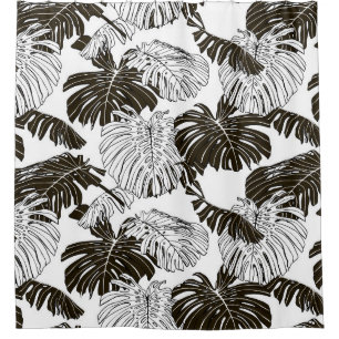 Monstera leaves seamless pattern shower curtain