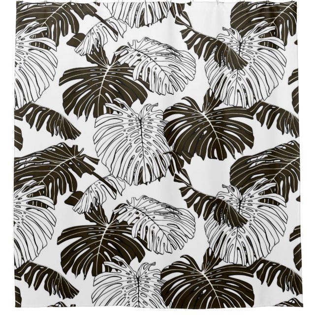 Monstera leaves seamless pattern shower curtain (Front)