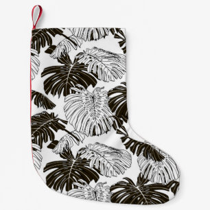 Monstera leaves seamless pattern small christmas stocking
