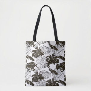 Monstera leaves seamless pattern tote bag