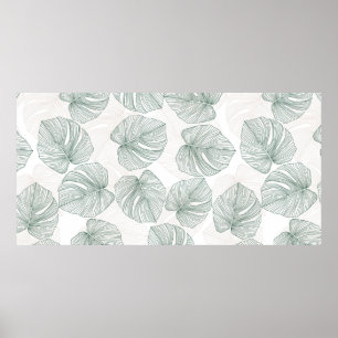 Monstera leaves seamless pattern. Tropical pattern Poster