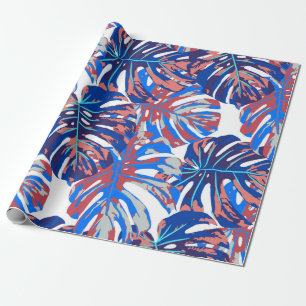 Monstera leaves seamless pattern wrapping paper