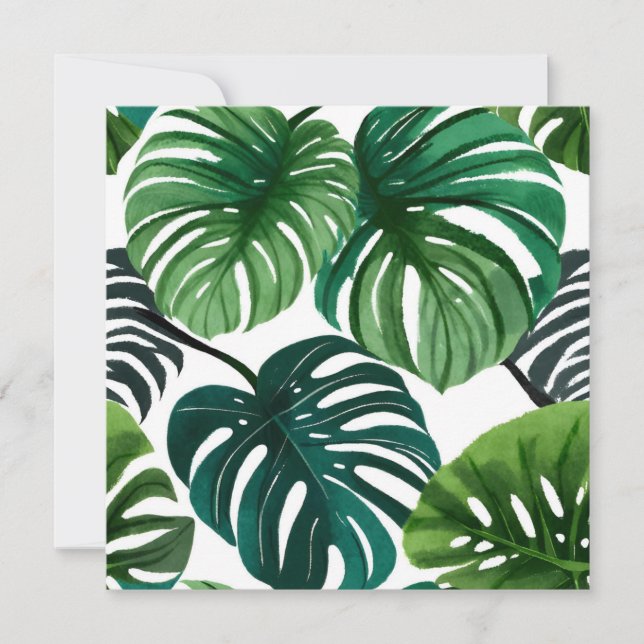 Monstera Leaves | Simple Modern Watercolor Card (Front)
