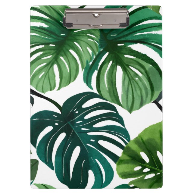 Monstera Leaves | Simple Modern Watercolor Clipboard (Front)