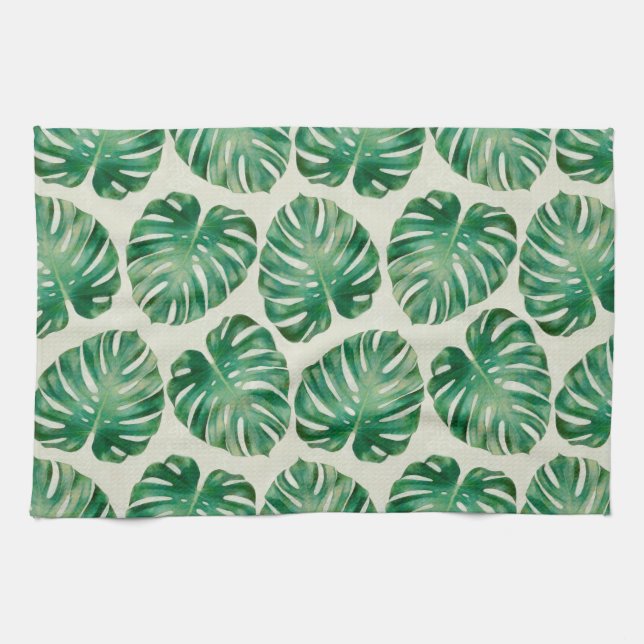 Monstera leaves tea towel (Horizontal)